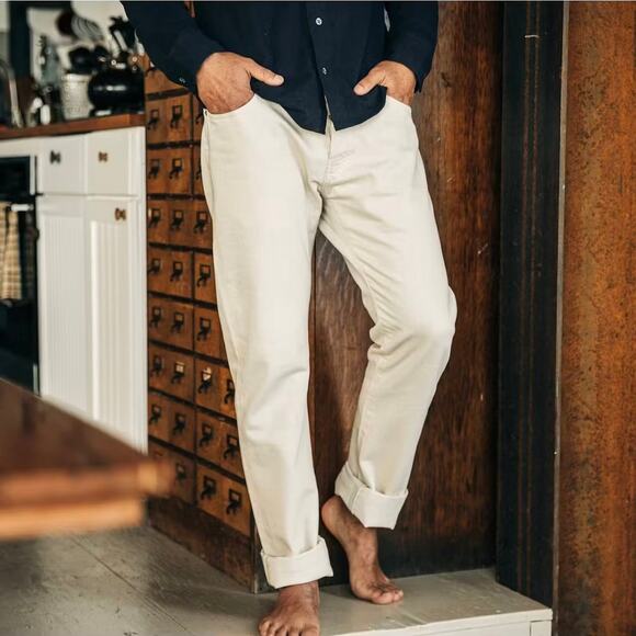Taylor Stitch The Slim Organic Selvage Natural Oatmeal Jeans 29 NEW Cream Denim - Picture 1 of 7